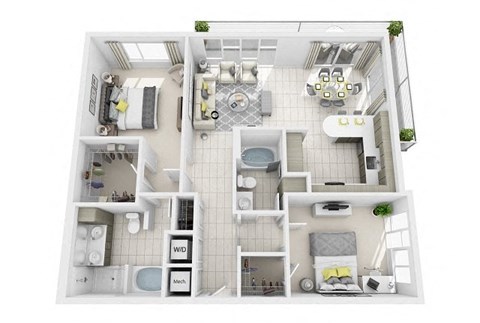 2 Bed 2 Bath Floor Plan at Windsor at Pembroke Gardens, Pembroke Pines, FL